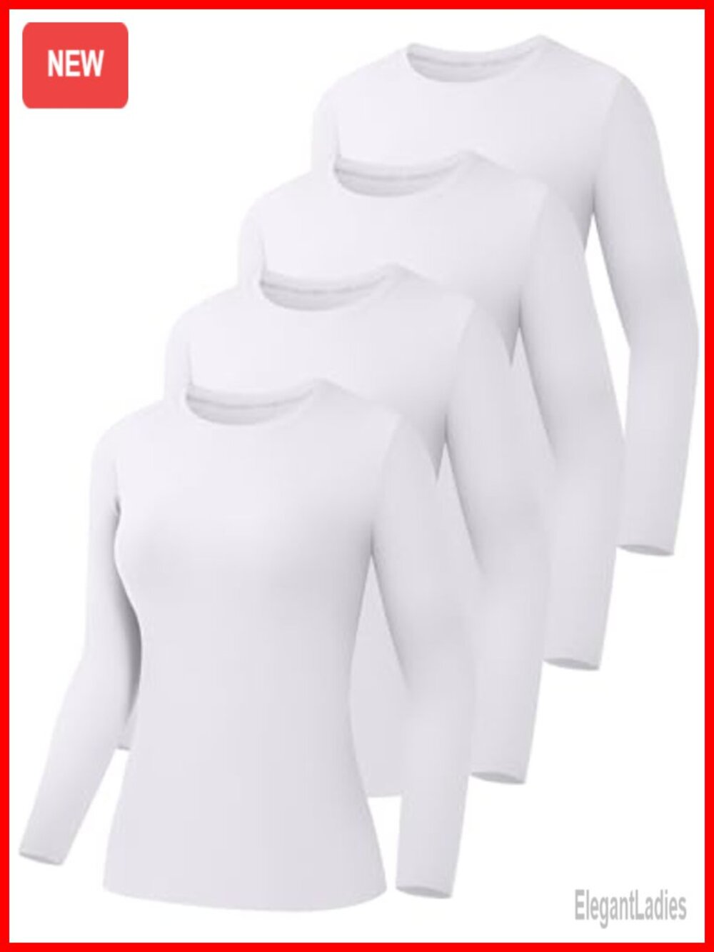 HOPLYNN 4 Pack Long Sleeve Crew Neck Fitted Shirts